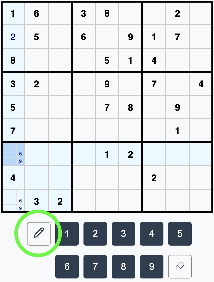 Sudoku pencil notes